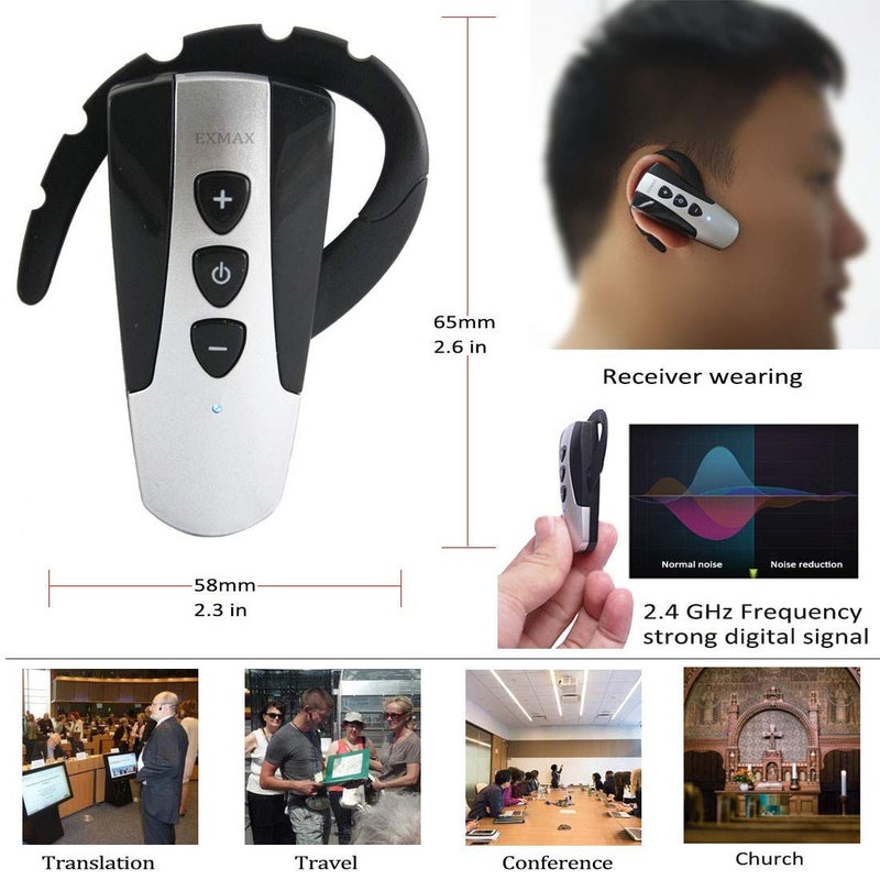 EXMAX EXD-6824 2.4G Wireless Voice Audio Transmission Tour Guide System for Churches Interpreter Translation Business Visting Convention Teaching Training Private Talking (1 Transmitter 3 Receivers) - Image 4